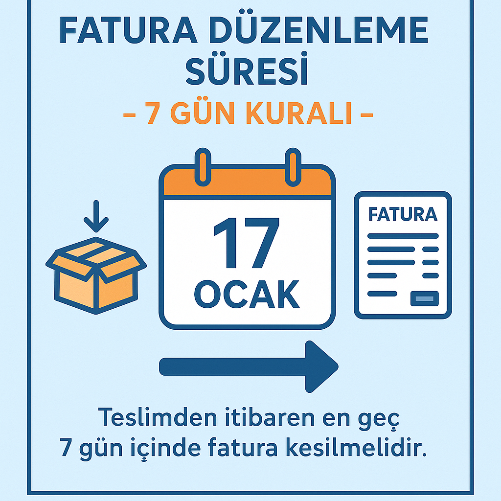 Fatura düzenleme süresi 7 gün kuralını anlatan takvim ve fatura görseli